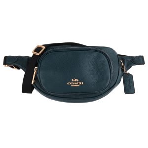 COACH-金馬車LOGO荔枝紋皮革斜側背/腰包/小