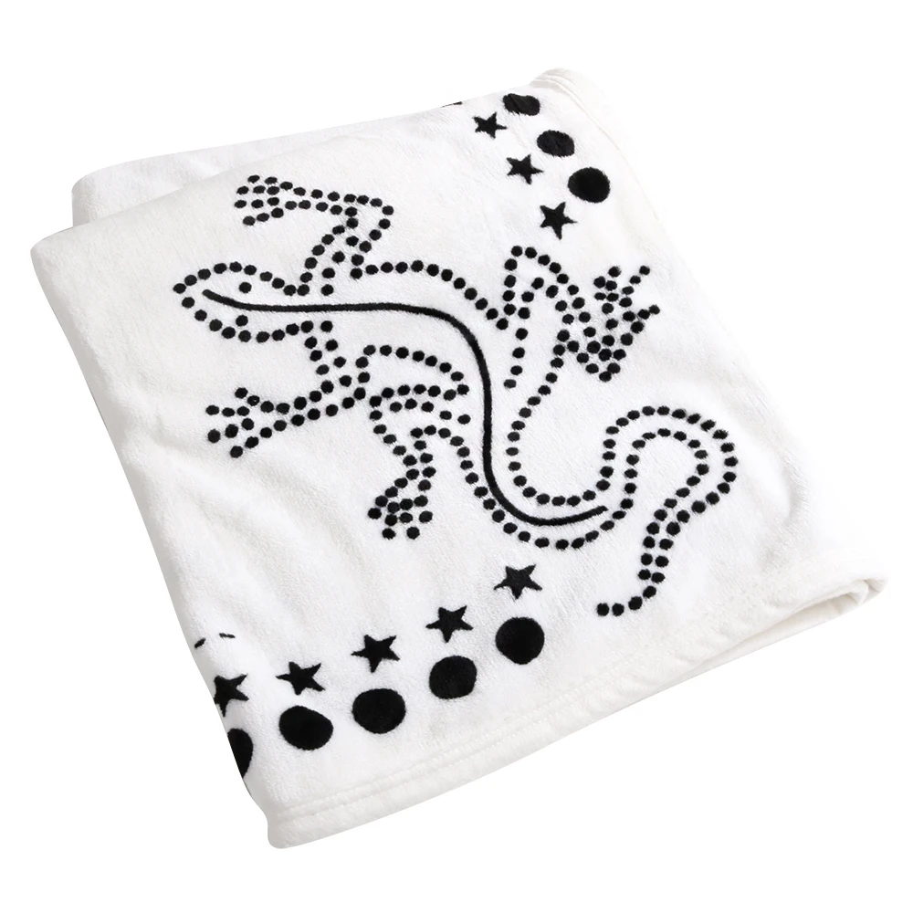 黑圓點& 星星& 大蜥蜴logo珊瑚絨輕便毯(附透明收納袋)