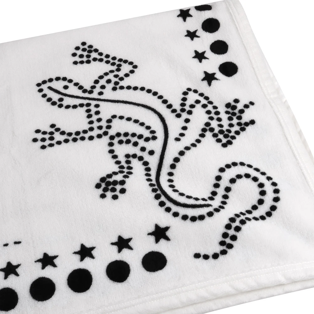 黑圓點& 星星& 大蜥蜴logo珊瑚絨輕便毯(附透明收納袋)