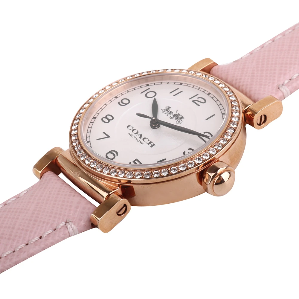 鑲鑽珍珠貝殼錶面皮帶女石英腕錶/30mm