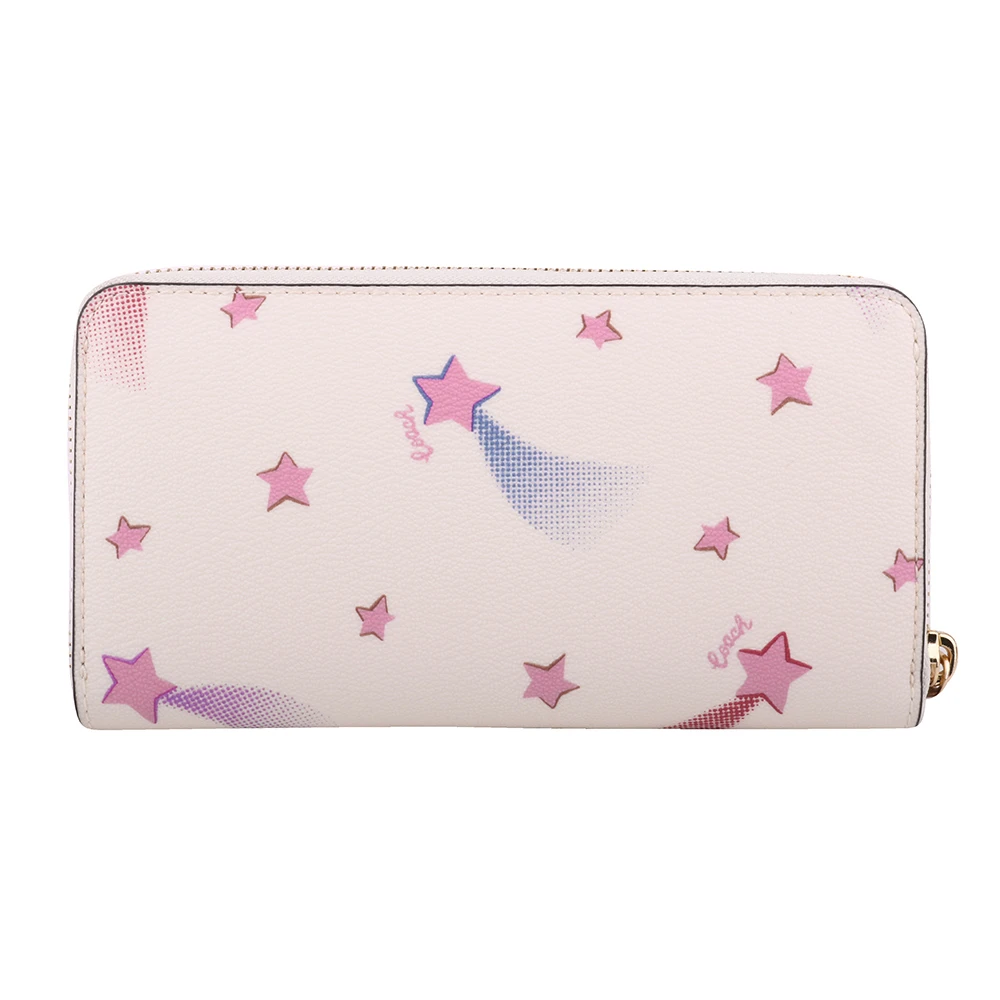 粉紅三角星圖案可換雙提帶拉鍊長夾禮盒
