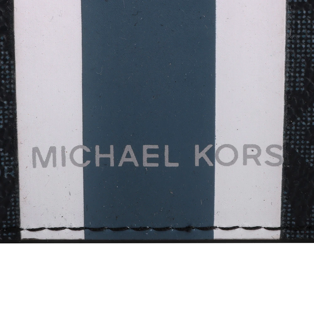 銀字藍白槓滿版MK名片夾+短夾禮盒