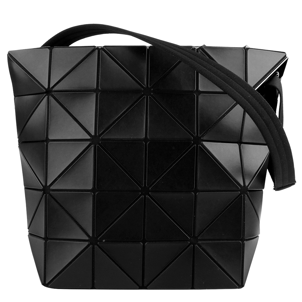BAOBAO霧面幾何方格5x6皮質斜背扁包_黑色