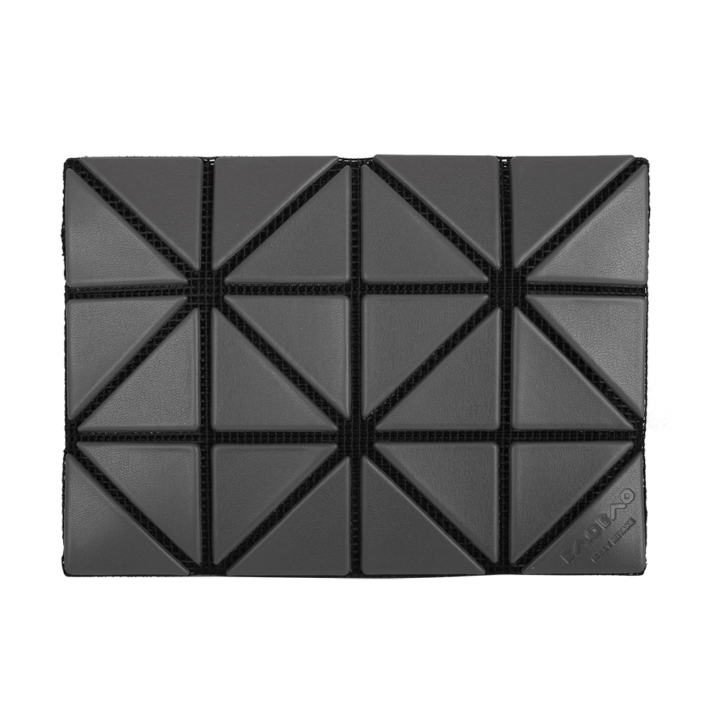 BAO BAO幾何大方格皮質3x4名片夾_木炭灰