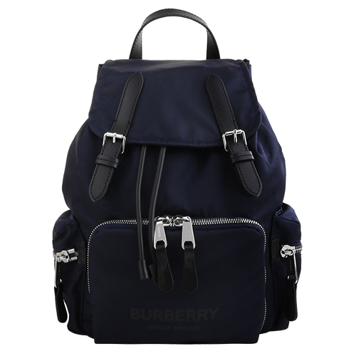 The Rucksack 雙皮帶釦尼龍軍旅後背包(中)_海軍藍