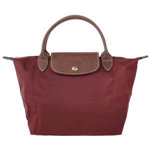 LONGCHAMP-LE PLIAGE 短把尼龍折疊水餃包(小)_自然紅