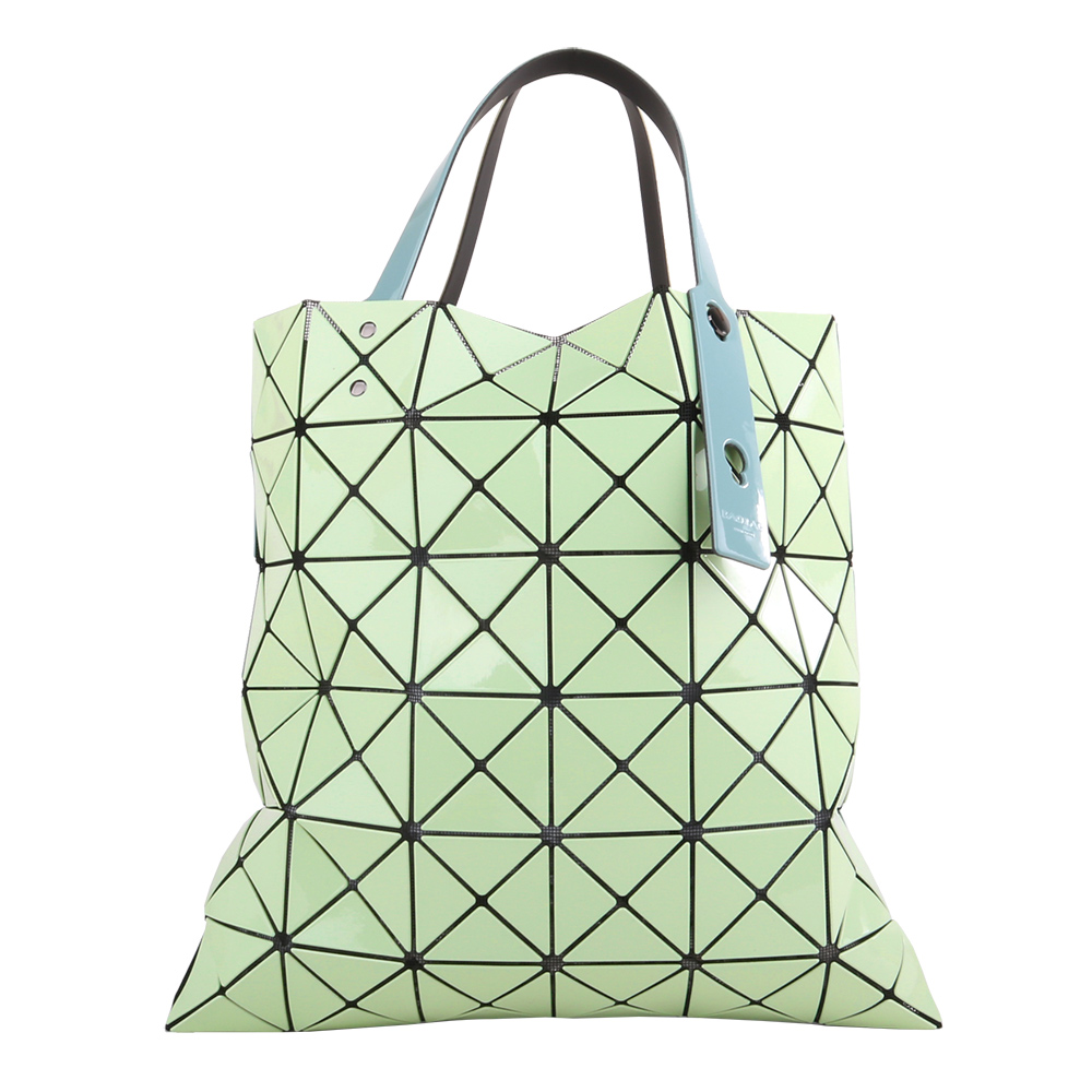 絢彩雙色幾何方格6×6手提包_淺綠x藍綠