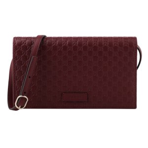GUCCI-Guccissima 小雙G 壓紋皮革暗扣肩/斜背_紅色