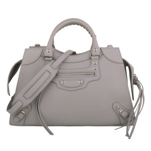 BALENCIAGA-Neo Classic 皮革梯型兩用包(中)_淺灰