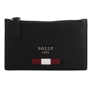 Bali 銀LOGO防刮再生牛皮革拉鍊卡夾_黑色