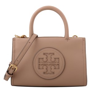 TORY BURCH Ella 皮雕LOGO 皮革兩用托特包(迷你)_奶茶色