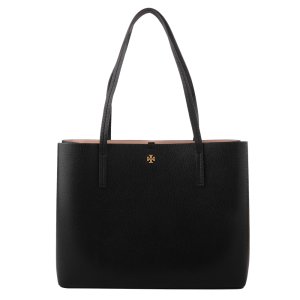 TORY BURCH CENTER 小雙T 皮革肩背托特包_黑色