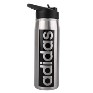 adidas字母LOGO 600ml 吸管不鏽鋼水瓶_銀色