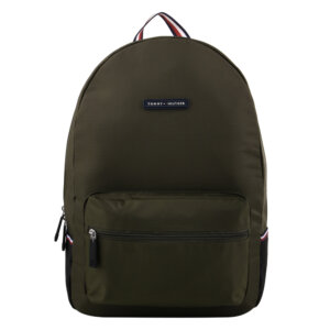 TOMMY HILFIGER-立體標誌尼龍手提後背包(中)_軍綠x黑