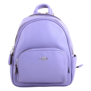COACH-金屬銀馬車牛皮革弧型拉鍊後背包(薰衣紫)mini