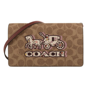COACH-彩印馬車標誌防刮LOGO WOC 斜背包(深卡其)S