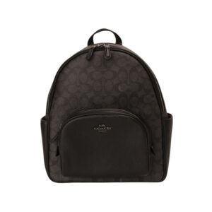 COACH-金馬車撞防刮LOGO標誌後背包(黑Ｘ灰)中
