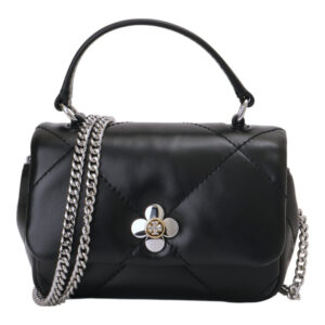 TORY BURCH-Kira 三葉草TB絎縫皮革鍊帶小廢包/黑