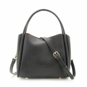 FIRANO 曲線皮革兩用包(素面黑)