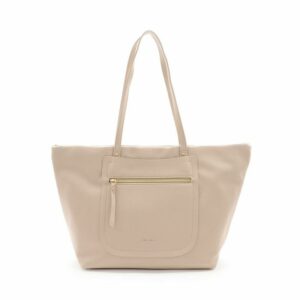 FIRANO 前口袋皮革肩背托特包(卡其淺褐)