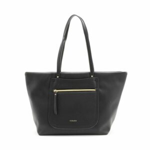 FIRANO 前口袋皮革肩背托特包(黑色)