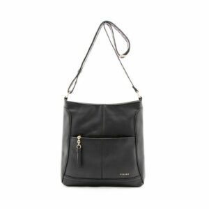 FIRANO 織紋背帶直式斜背方包(黑色)