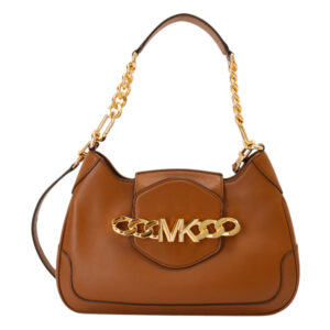 MICHAEL KORS-金鎖鍊牛皮革肩/斜背包(駝色)中