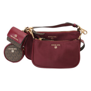 MICHAEL KORS-附AirPods包 & 零錢包可拆手拿包尼龍斜背包(酒紅)