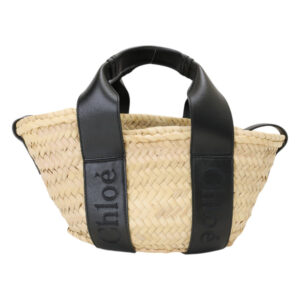 CHLOE-藤編提籃手提水餃包(卡其x黑)