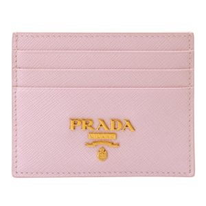 Prada-金字LOGO皮革名片夾(粉紅色)