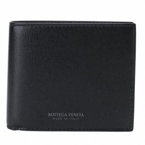 BOTTEGA VENETA-素面牛皮革對折8卡短夾(黑)