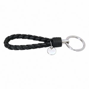 BOTTEGA VENETA-編織小羊皮 鑰匙圈(黑色)