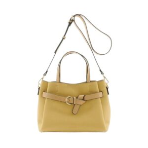 FIRANO 前綁帶皮革手提/斜背兩用包(芥黃色)