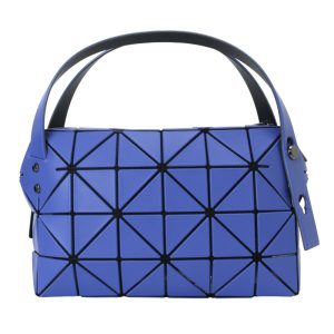 BAO BAO-幾何方格皮質4x6手提波士頓包(深寶藍)霧S