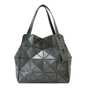 BAO BAO-幾何方格4x5 手提寶石包(鐵砂灰)亮面/大